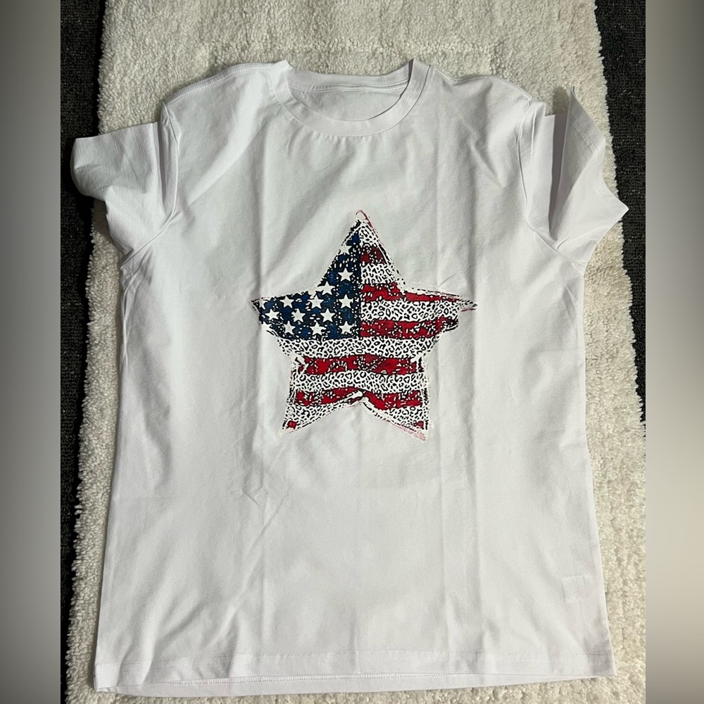 American Red, white and blue Star polyester shirt in size large.